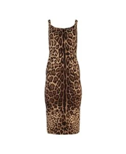 Dolce & Gabbana Leopard Print Fitted Midi Dress