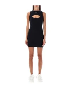 Off-White Off Stamp Rib Round Mini Dress
